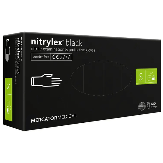 Рукавички нітрил неопудрені нестерильні Nitrylex Mercator Black 100 шт, S, Кількість: 100 шт, Розмір: S, Колір: Black2