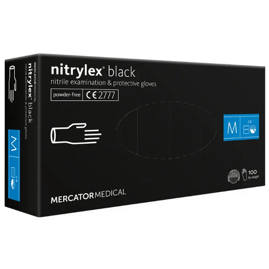Рукавички нітрил неопудрені нестерильні Nitrylex Mercator Black 100 шт, M, Кількість: 100 шт, Розмір: M, Колір: Black2
