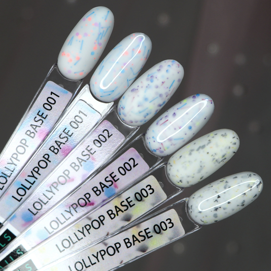 Kira Nails Lollypop Base №002 (білий з різнокольоровими пластівцями), 6 мл, Колір: 0022