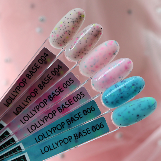 Kira Nails Lollypop Base №006 (блакитний з різнокольоровими пластівцями), 6 мл, Колір: 0065