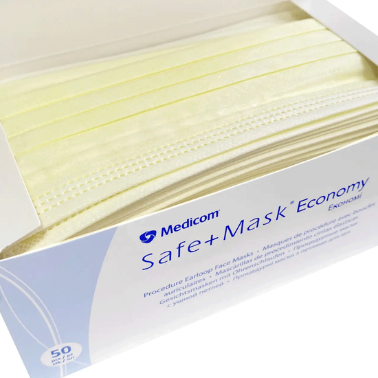 Маска медична тришарова Medicom SAFE+MASK Economy (Yellow), 50 шт, Кількість: 50 шт, Колір: Yellow2