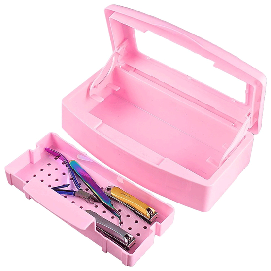 Бокс-контейнер для дезинфекции маникюрных инструментов 0,5 л (с окошком), розовый, Цвет: Розовый
3