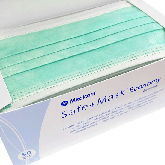 Маска медична тришарова Medicom SAFE+MASK Economy (Green), 50 шт, Кількість: 50 шт, Колір: Green2