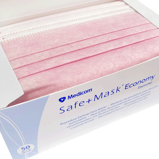 Маска медична тришарова Medicom SAFE+MASK Economy (Pink), 50 шт, Кількість: 50 шт, Колір: Pink2