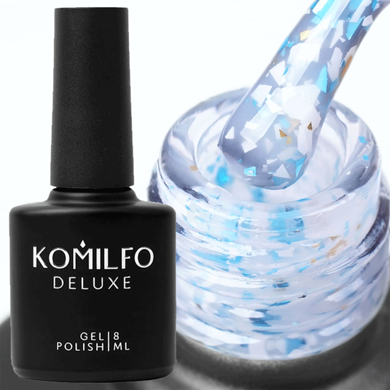 Komilfo Glassy Base GB004 (біло-блакитний з пластівцями), 8 мл, Колір: 0042