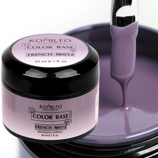 База Komilfo Color Base French 012 (чорний фіолетовий), 30 мл (банка) (без пензлика), Об`єм: 30 мл (банка), Колір: 0122