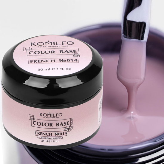 База Komilfo Color Base French 014 (світлий рожево-бежевий), 30 мл (банка) (без пензлика), Об`єм: 30 мл (банка), Колір: 0142