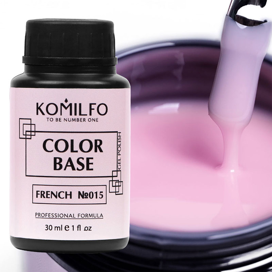 База Komilfo Color Base French 015 (вершково-рожевий), 30 мл (без пензлика), Об`єм: 30 мл бочонок
, Колір: 0152