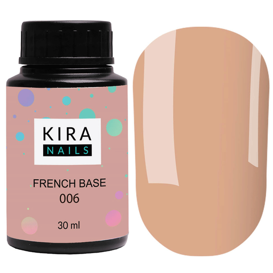 Kira Nails French Base 006 (теплий бежевий), 30 мл, Об`єм: 30 мл, Колір: 006