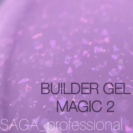 Гель для наращивания Saga Professional Magic Builder Gel 02, нежный лиловый с цветными хлопьями потали, 15 мл, Объем: 15 мл, Цвет: 02
3