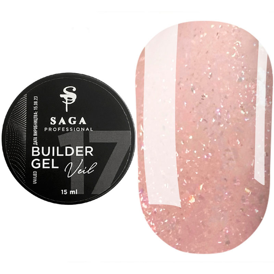 Гель для наращивания Saga Professional Builder Gel Veil №17, 15 мл, Объем: 15 мл, Цвет: 17