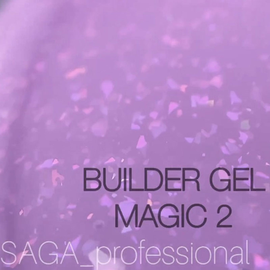 Гель для наращивания Saga Professional Magic Builder Gel 02, нежный лиловый с цветными хлопьями потали, 15 мл, Объем: 15 мл, Цвет: 02
3