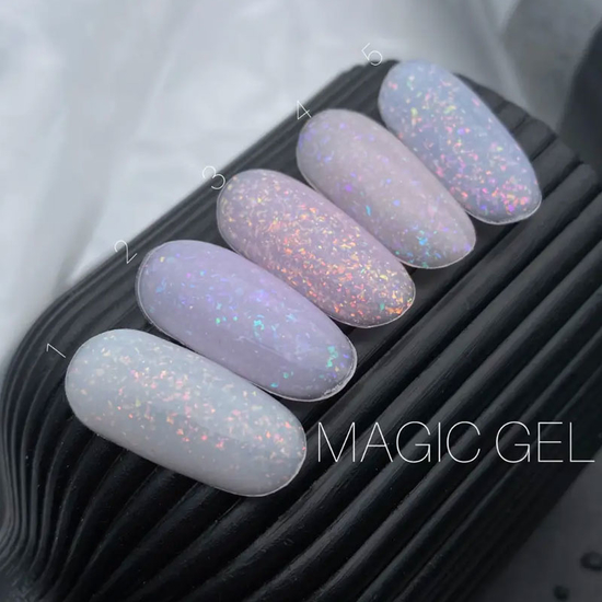 Гель для наращивания Saga Professional Magic Builder Gel 05, сиренево-голубой с цветными хлопьями потали, 15 мл, Объем: 15 мл, Цвет: 05
2