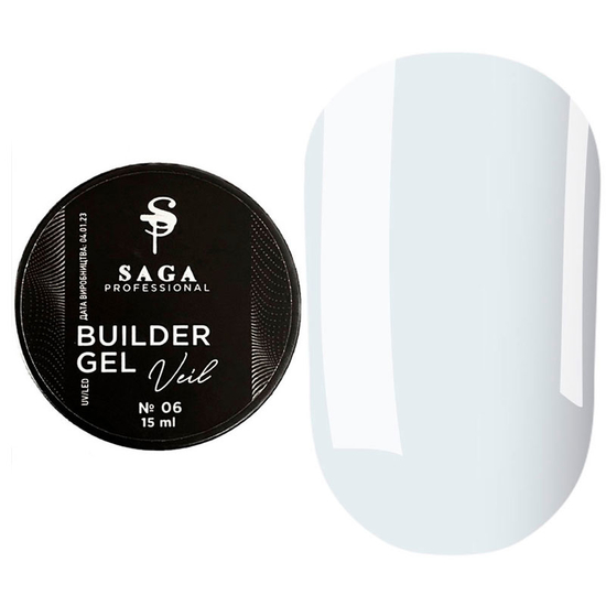 Гель для наращивания SAGA Builder Gel Veil №6 Clear 15 мл, Объем: 15 мл, Цвет: Clear
