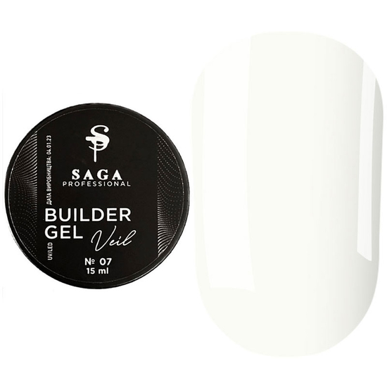 Гель для нарощування SAGA Builder Gel Veil №7 Milk 15 мл, Об`єм: 15 мл, Колір: Milk