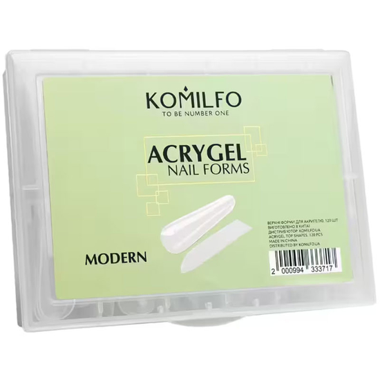 Komilfo Top Nail Forms, Modern - Верхні форми для нарощування, сучасний мигдаль, 120 шт, Розмір: Modern