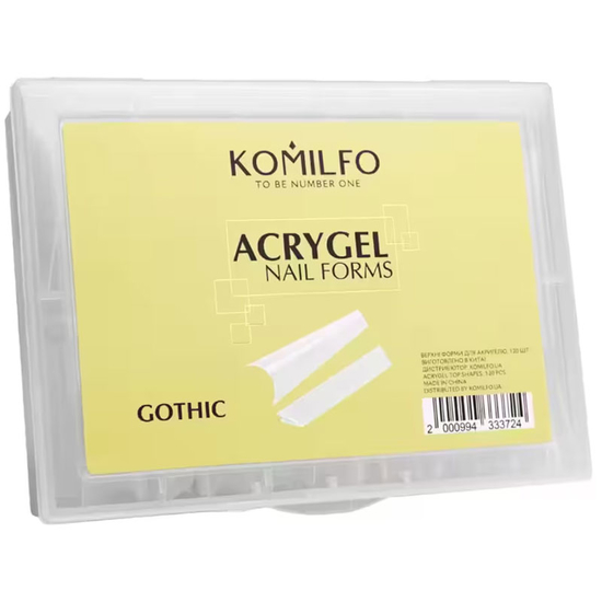Komilfo Top Nail Forms, Gothic - Верхні форми для нарощування, готичний мигдаль, 120 шт, Розмір: Gothic