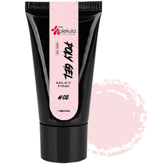 Полігель Molekula Poly Gel №02 Milky Pink світло-рожевий, напівпрозорий, 30 мл, Колір: Milky Pink2