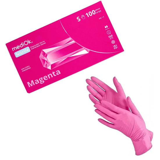 Перчатки нитрил неопудренные нестерильные MediOk Magenta 100 шт, S, Размер: S