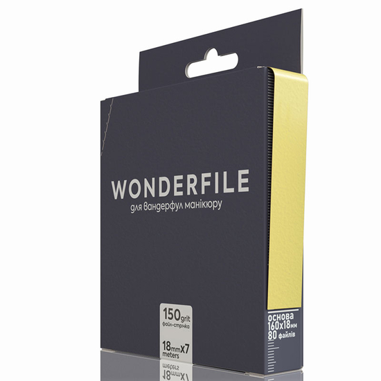 Файл-лента для пилки прямой черная Wonderfile 160х18 мм, 150 гр (7 м), Цвет: Черная, Вид: Сменные файлы на клеевой основе, Слой: без пенного слоя, Абразивность: 150
2