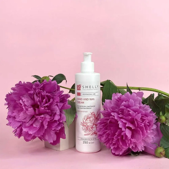 Крем для рук і нігтів Shelly зволожуючий з колагеном, еластином та екстрактом півонії 250 мл3
