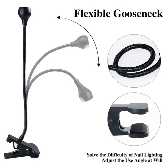 Гнучка лампа UV для сушіння гель-лаку, гелевих типс з USB-роз'ємом (настільна з прищіпкою) 3 Вт Срібло, Колір: Срібло4