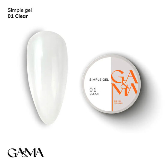Гель для укрепления и наращивания GaMa Simple Gel №001 Clear 15 мл, Объем: 15 мл, Цвет: 001
