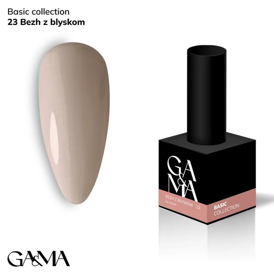 Гель-лак GaMa Gel ​Polish Basic collection 023 bezh z blyskom 10 мл, Цвет: 023