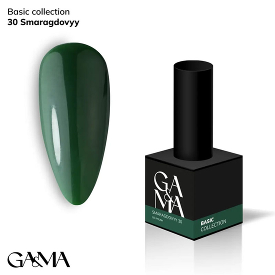 Гель-лак GaMa Gel Polish Basic collection 030 smaragdový 10 мл, Колір: 030