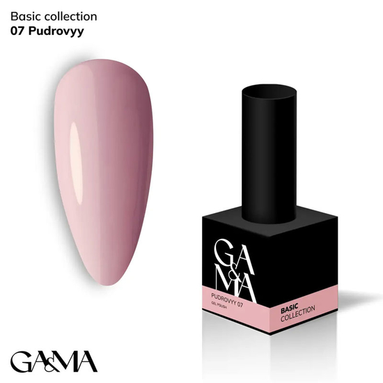 Гель-лак GaMa Gel Polish Basic collection 007 pudrový 10 мл, Колір: 007