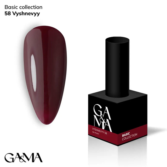 Гель-лак GaMa Gel Polish Basic collection 058 vyshnevyy 10 мл, Колір: 058