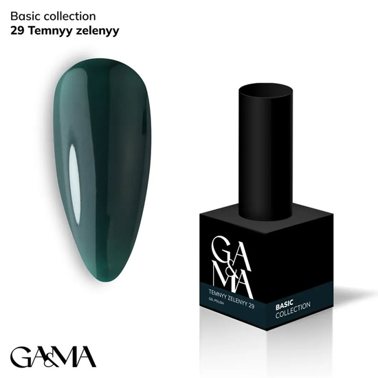 Гель-лак GaMa Gel Polish Basic collection 029 temnyy zelenyy 10 мл, Колір: 029