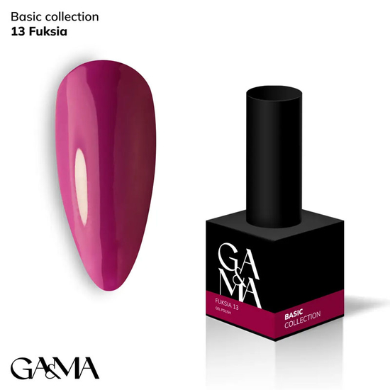 Гель-лак GaMa Gel Polish Basic collection 013 fuksiya 10 мл, Колір: 013