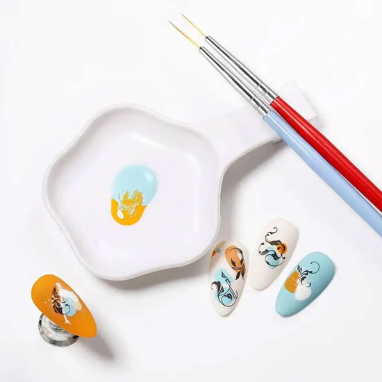 Пластикова підставка під пензлик + ємність для рідини, палітра для змішування фарб, гель-лаків
