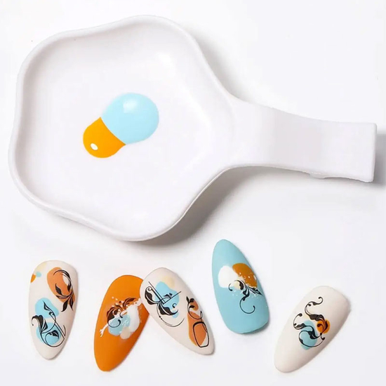 Пластикова підставка під пензлик + ємність для рідини, палітра для змішування фарб, гель-лаків2