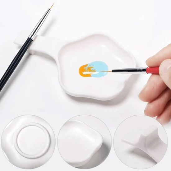 Пластикова підставка під пензлик + ємність для рідини, палітра для змішування фарб, гель-лаків3