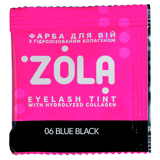 Фарба для брів із колагеном ZOLA Eyebrow Tint With Collagen 06 Blue Black у саші+окислювач, 5 мл, Об`єм: 5 мл, Колір: 06 Blue Black