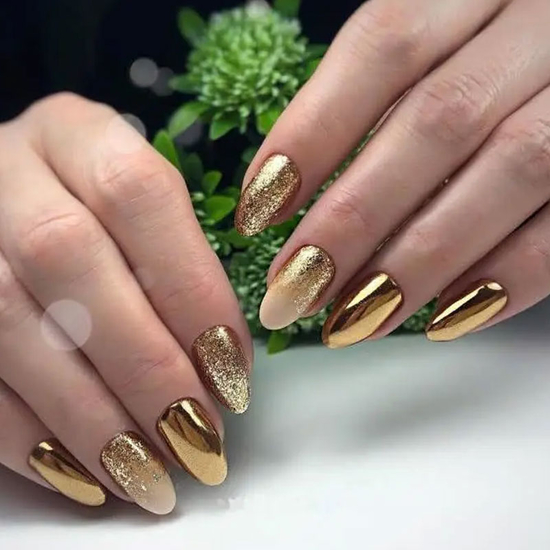 Рідка дзеркальна втирка для дизайну манікюру та педикюру Gold, Колір: Gold2
