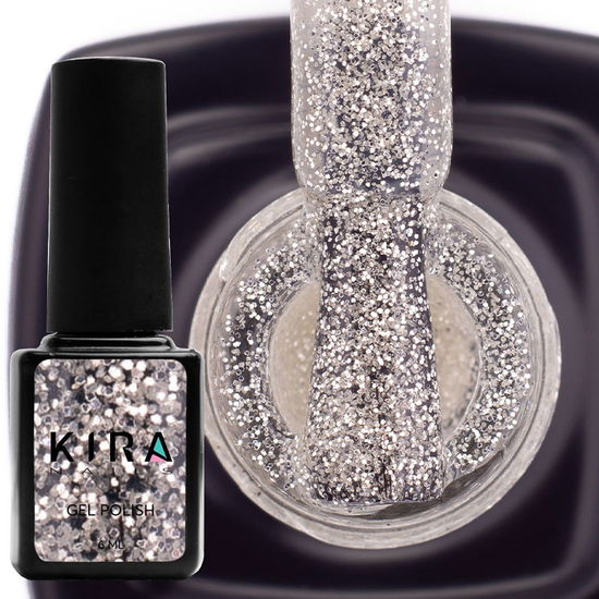 Гель-лак Kira Nails №162 (золотий разом із срібними кульками, емаль), 6 мл2