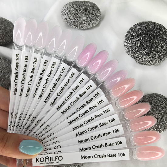 База Komilfo Moon Crush Base 104 нежно-розовая, золотые блестки, полупрозрачная, 8 мл, Цвет: 1042