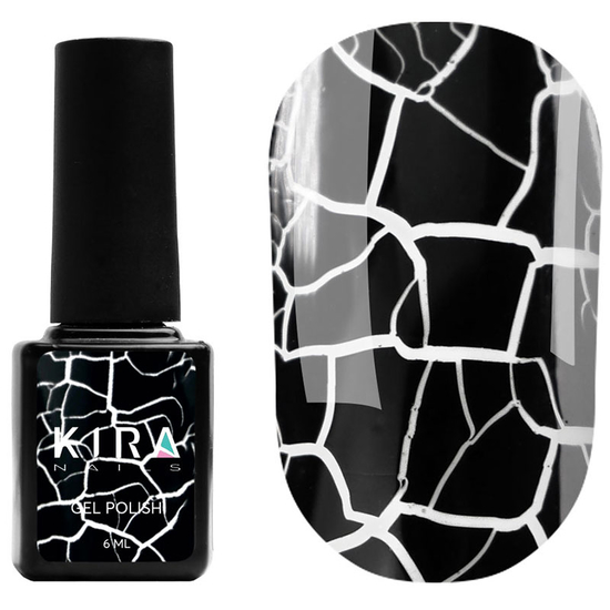 Гель-лак Kira Nails Crack Effect Black (чорний для кракелюра), 6 мл, Колір: Black