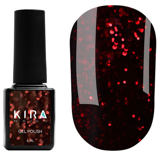 Гель-лак Red Hot Kira Peppers №004 (гранатовый с рубиновыми блестками), 6 мл, Цвет: 004
