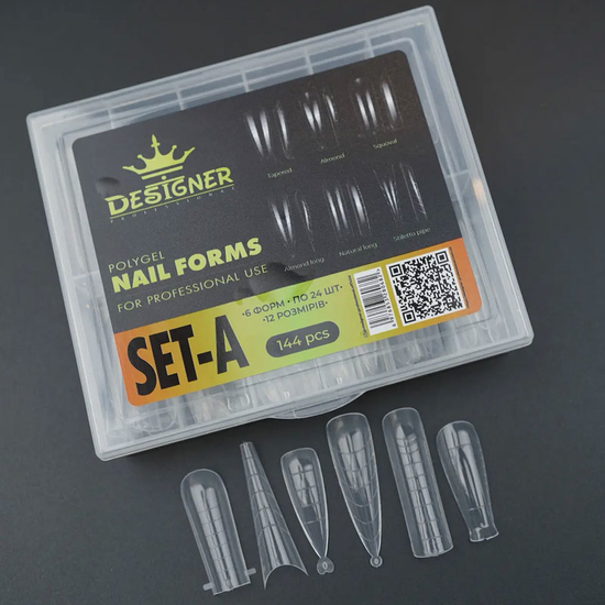 ​Верхні форми для нарощування нігтів Designer MIX Nail Forms SET-A (6 форм по 24 шт в уп.), Розмір: SET-A2