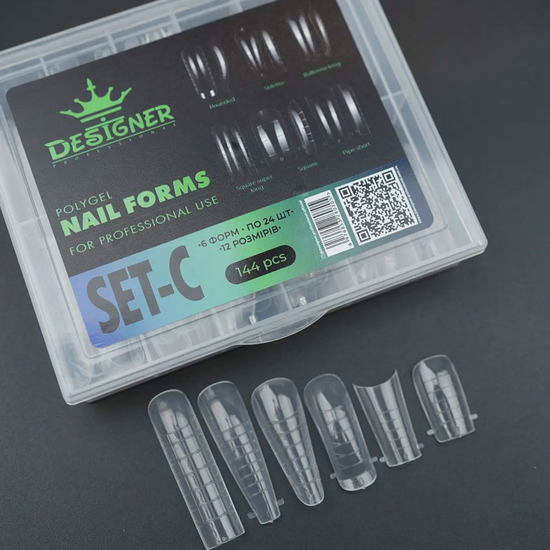 ​Верхні форми для нарощування нігтів Designer MIX Nail Forms SET-C (6 форм по 24 шт в уп.), Розмір: SET-C4