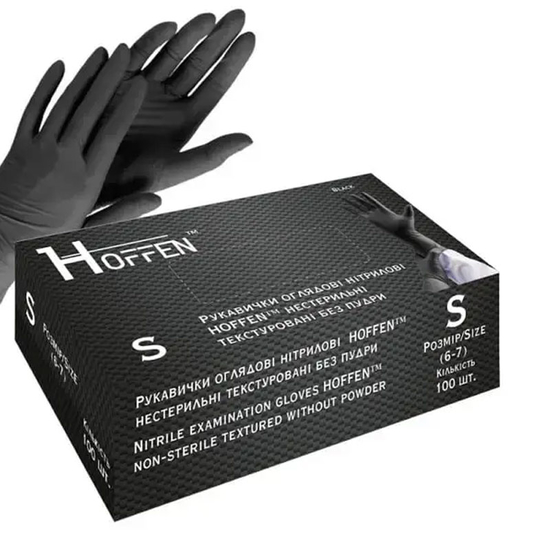 Перчатки нитриловые HOFFEN Black S 3,5 г