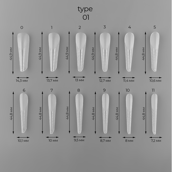 Многоразовые верхние формы ART Dual Nail Forms, Type 01, Размер: 014
