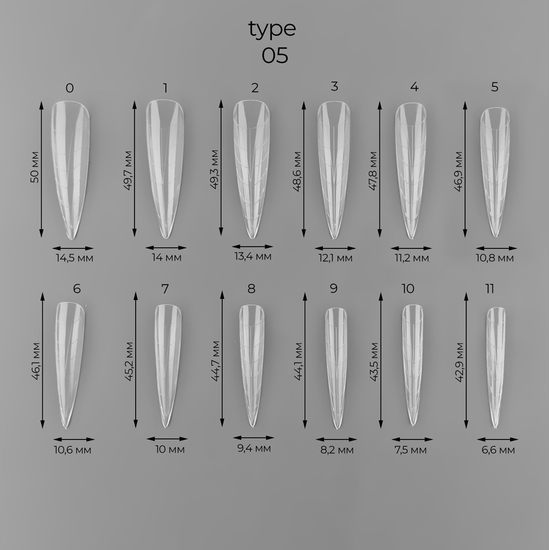 Многоразовые верхние формы ART Dual Nail Forms, Type 05, Размер: 054
