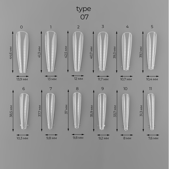 Многоразовые верхние формы ART Dual Nail Forms, Type 07, Размер: 074