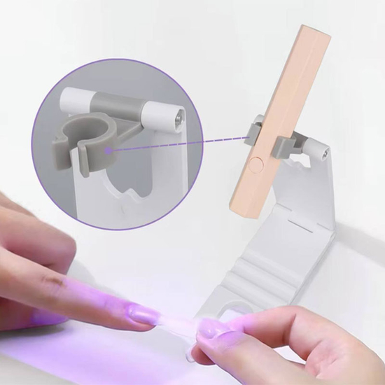 Підставка для LED+UV ліхтарика для сушіння гель лаку пластикова з силіконовим тримачем2