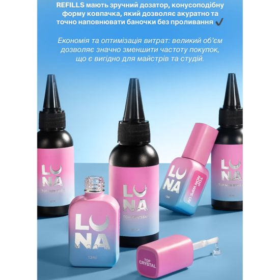 Топ для гель-лаку без липкого шару LUNA Top Crystal 60 мл (рефіл), Об`єм: 60 мл4